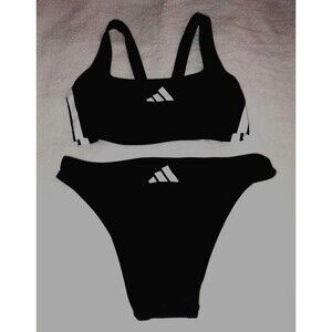Adidas 3-Stripes V-Back Black Bikini Women's Size 4